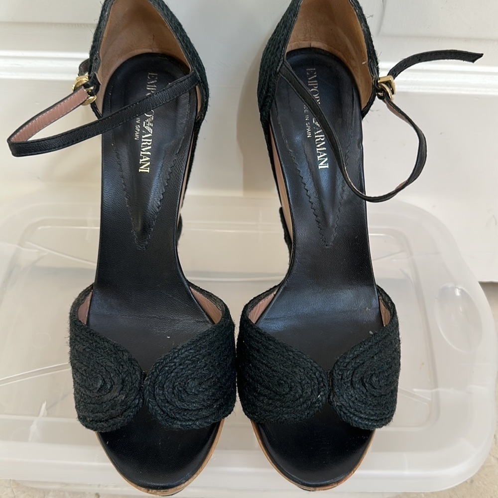 Emporia Armani wooden wedges. Black size 39 1/2​​​​​​​​​​​​​​​ - Picture 3 of 8